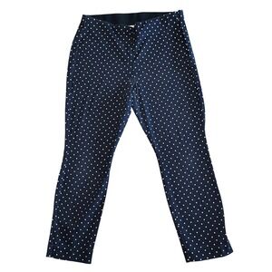 Old Navy Pixie Pants 12 Navy Blue White Polka Dot Slim Ankle Crop Preppy Coastal